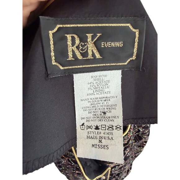 R&K Evenings Vintage Rose Floral Glitter Print Blazer Jacket Size Medium - Picture 3 of 7